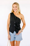 NEW!! One Shoulder Button Down Vest