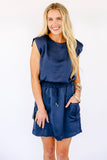 NEW!! Levi Navy Silk Mini Dress in Navy