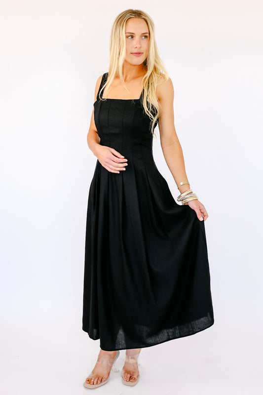 FINAL SALE!! The "Bonjour" Midi Dress in Black