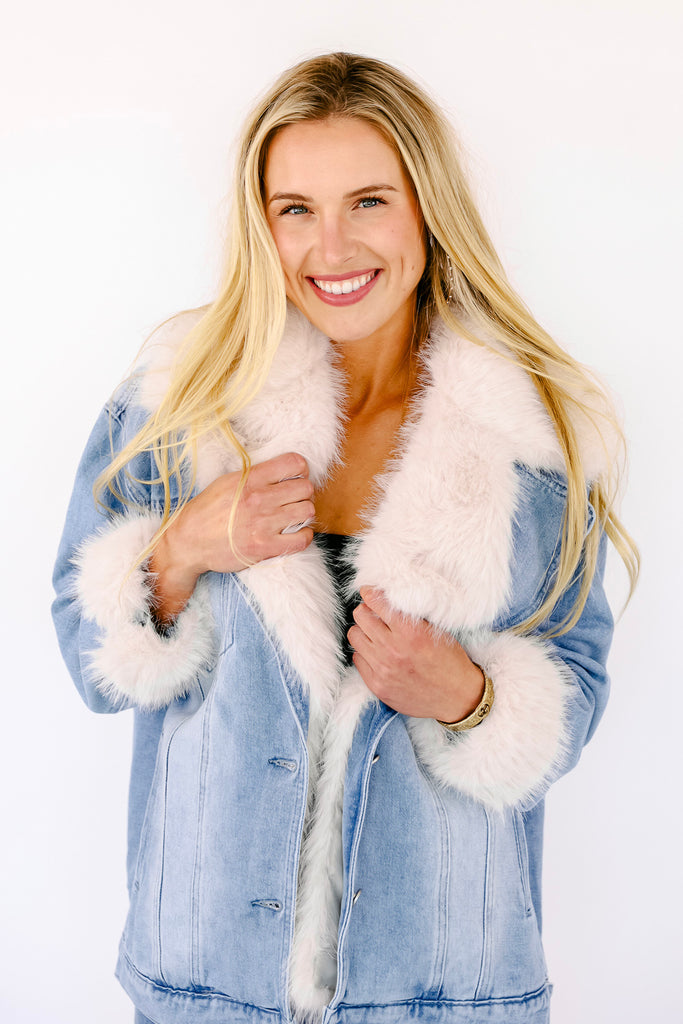 NEW!! Penny Faux Fur Denim Jacket