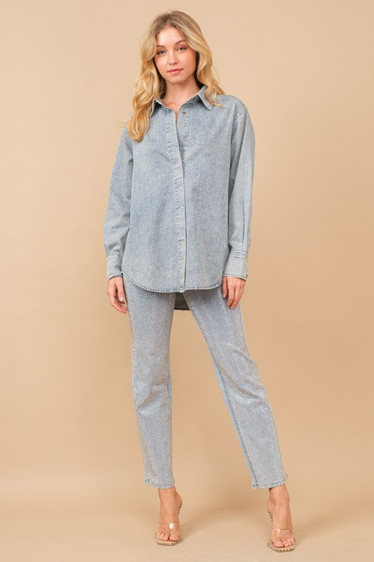 BACK IN STOCK!! Midland High Rise Rhinestone Jeans in Denim