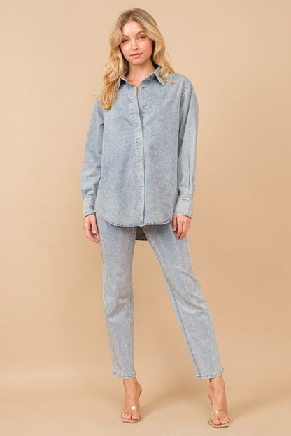 BACK IN STOCK!! Midland High Rise Rhinestone Jeans in Denim