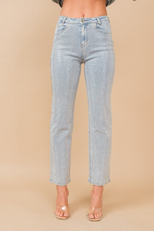BACK IN STOCK!! Midland High Rise Rhinestone Jeans in Denim