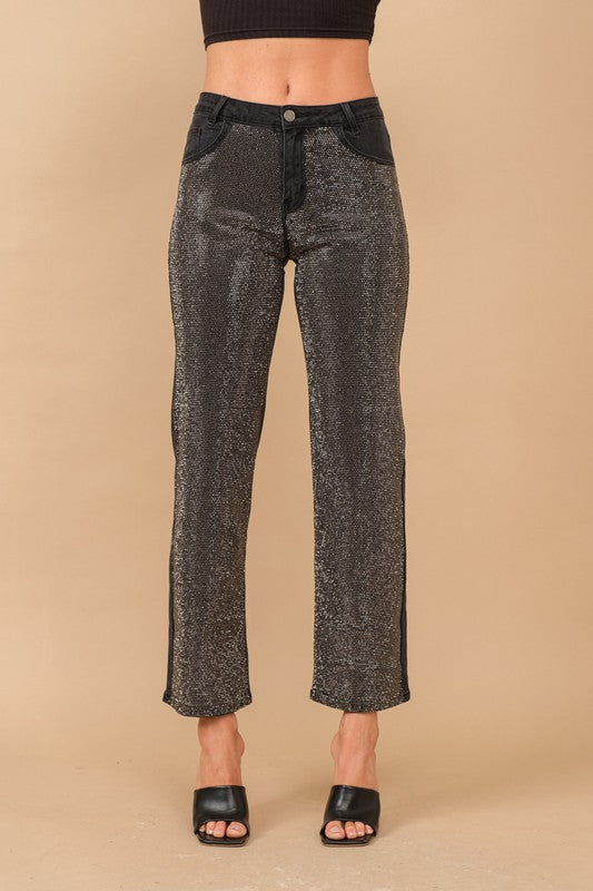 NEW!! Midland High Rise Rhinestone Jeans in Black