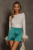 NEW!! Glam Sequin and Feather Bodysuit