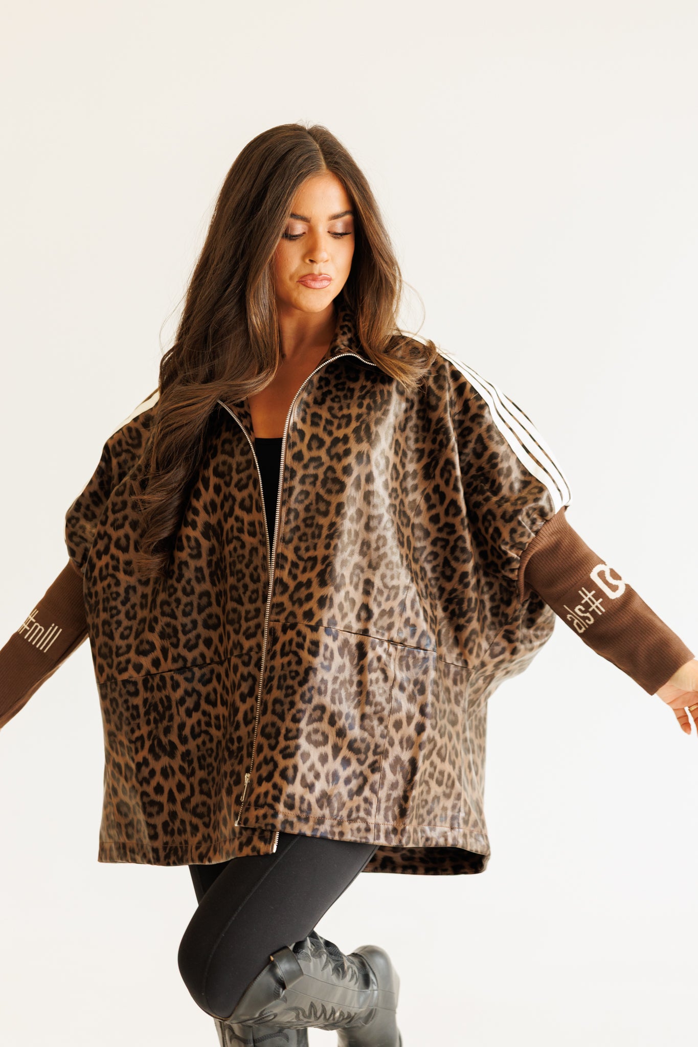 NEW!! Cheetah Print Oversized Zip Up Jacket