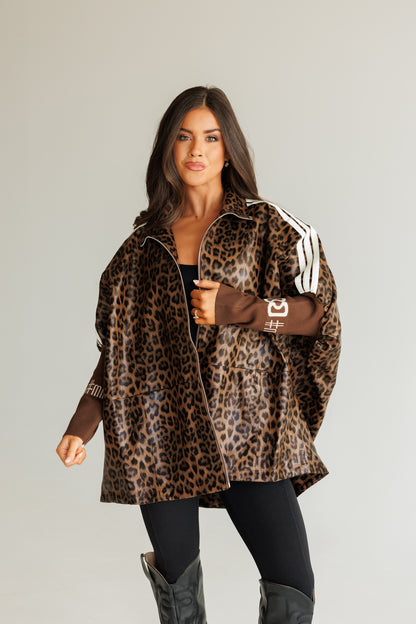 NEW!! Cheetah Print Oversized Zip Up Jacket