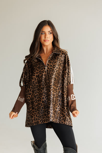 NEW!! Cheetah Print Oversized Zip Up Jacket