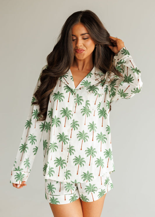 NEW!! Favorite PJ Set in Palm Tree Silky
