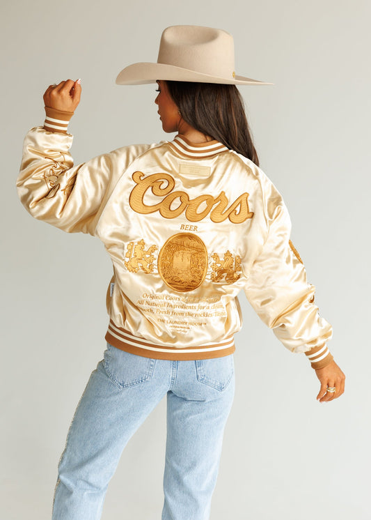 NEW!! The "Coors Original" Nylon Bomber Jacket in Gold