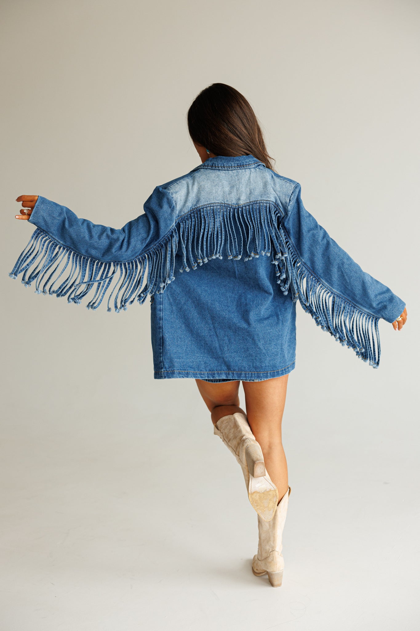 NEW!! "Status Symbol" Denim Fringe Blazer
