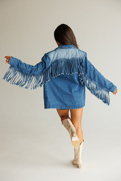 NEW!! "Status Symbol" Denim Fringe Blazer