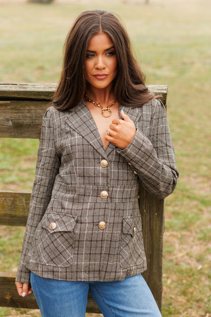 FINAL SALE!! "Heritage" Plaid Blazer w/ Gold Buttons