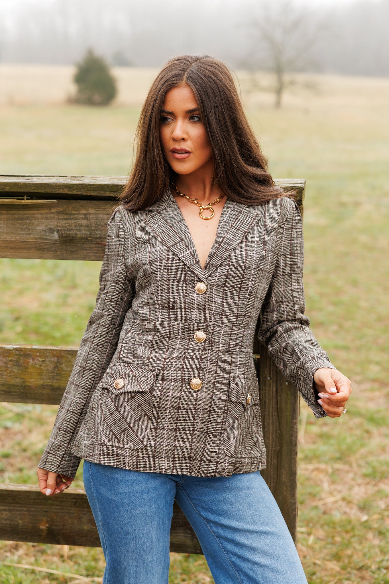 FINAL SALE!! "Heritage" Plaid Blazer w/ Gold Buttons