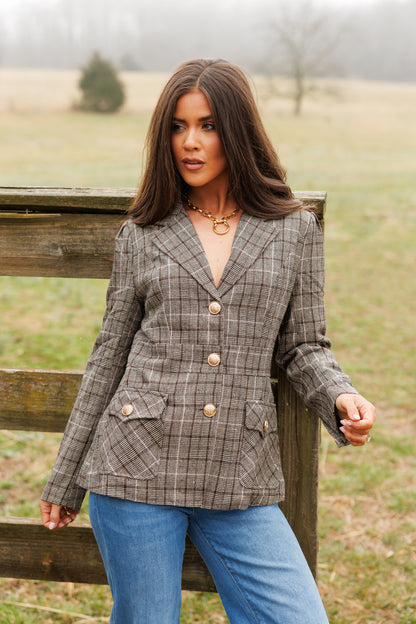 FINAL SALE!! "Heritage" Plaid Blazer w/ Gold Buttons
