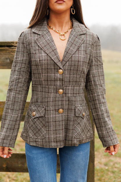 FINAL SALE!! "Heritage" Plaid Blazer w/ Gold Buttons
