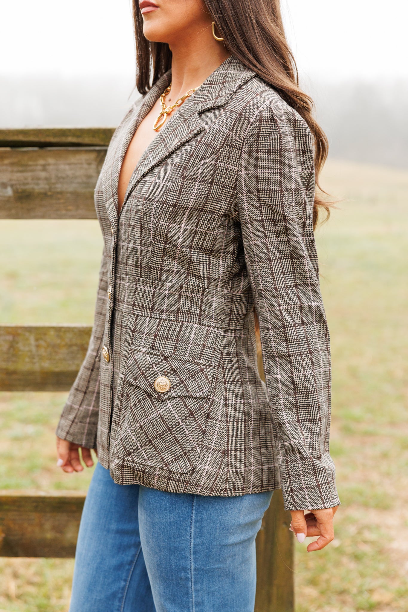 FINAL SALE!! "Heritage" Plaid Blazer w/ Gold Buttons
