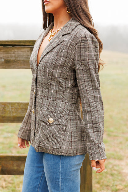 FINAL SALE!! "Heritage" Plaid Blazer w/ Gold Buttons