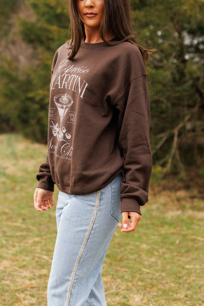 NEW!! Espresso Martini Social Club Sweatshirt in Brown