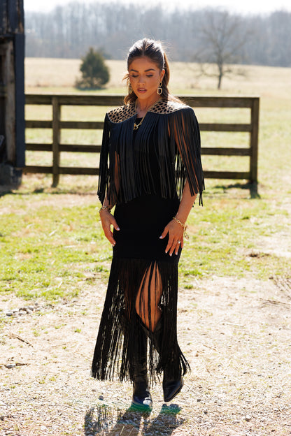 NEW!! Cowhide Fringe Shawl in Leopard