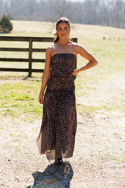 PREORDER!! Strapless Zebra Print Dress