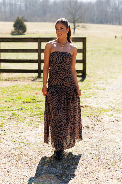 PREORDER!! Strapless Zebra Print Dress