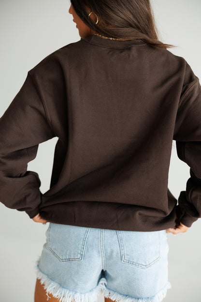 "Metallic Cowgirl" Horsebit Sweatshirt in Brown