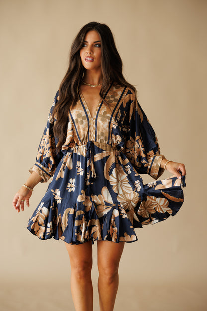 "Florence" Tassel Mini Dress in Navy