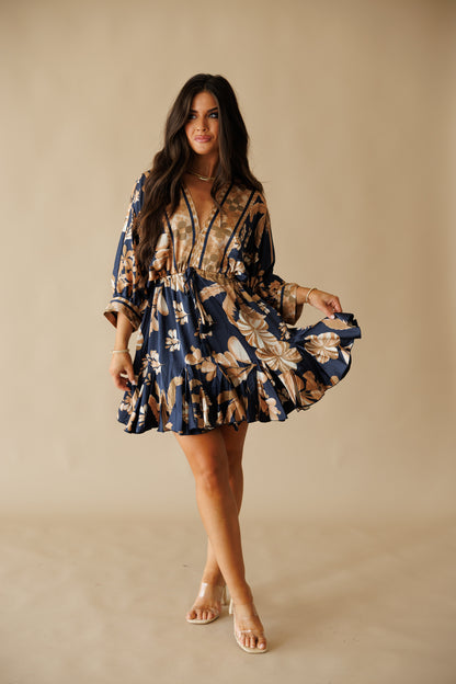"Florence" Tassel Mini Dress in Navy