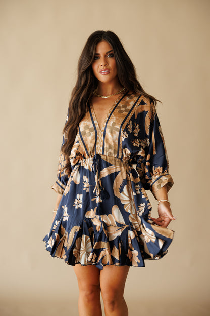 "Florence" Tassel Mini Dress in Navy