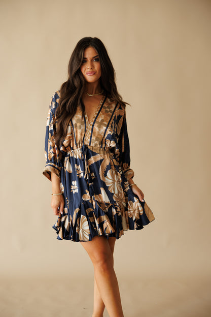 "Florence" Tassel Mini Dress in Navy