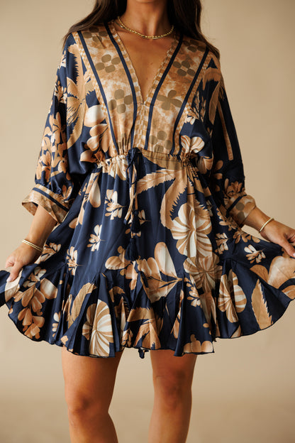 "Florence" Tassel Mini Dress in Navy