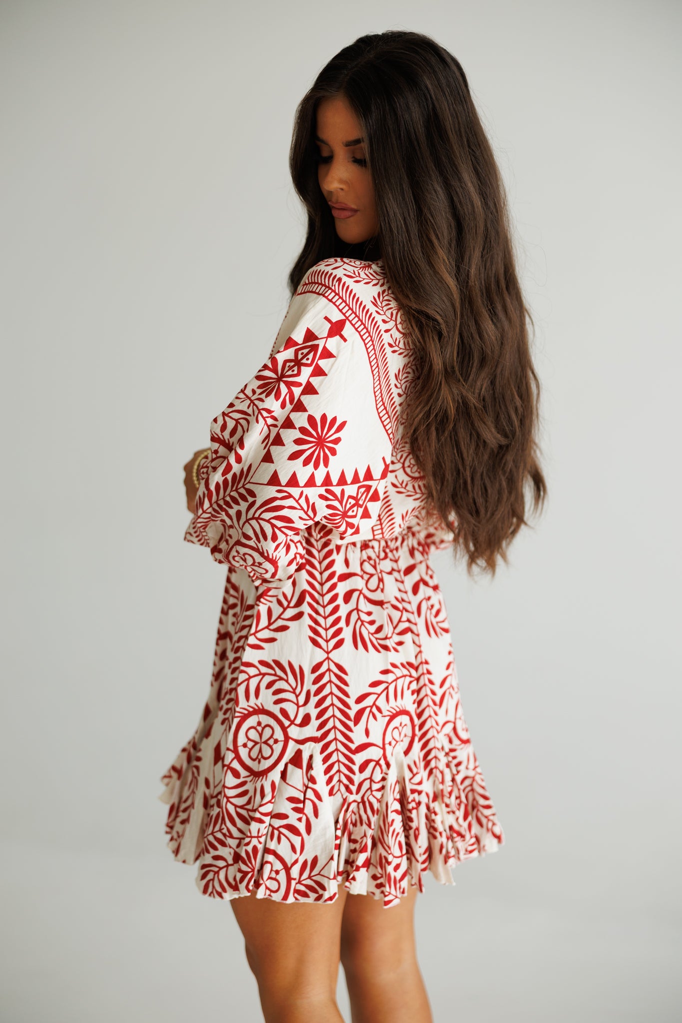 The "Provence" Tassel Mini Dress in Red
