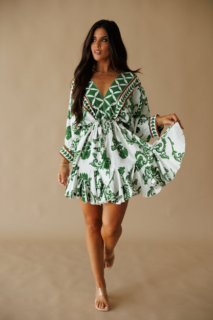 "Ibiza" Tassel Mini Dress in Sage