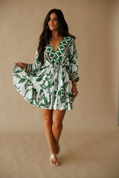 "Ibiza" Tassel Mini Dress in Sage