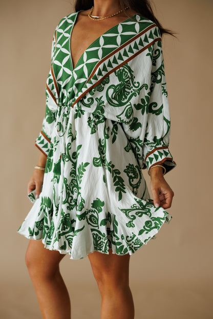 "Ibiza" Tassel Mini Dress in Sage