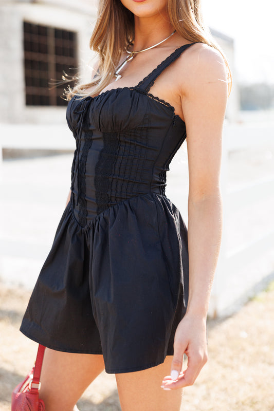 "Darcy" Poplin Mini Dress in Black