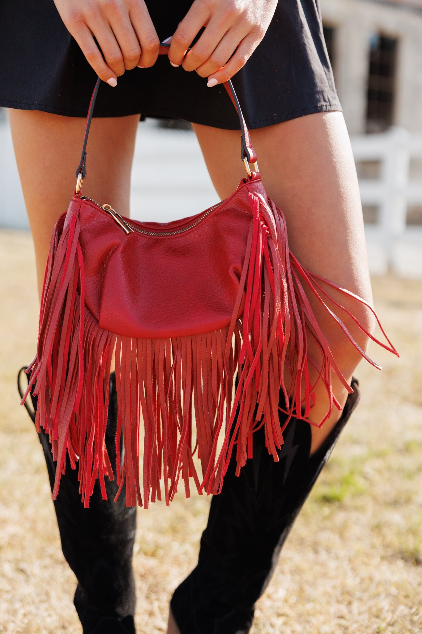 "Headliner" Fringe Purse in Red