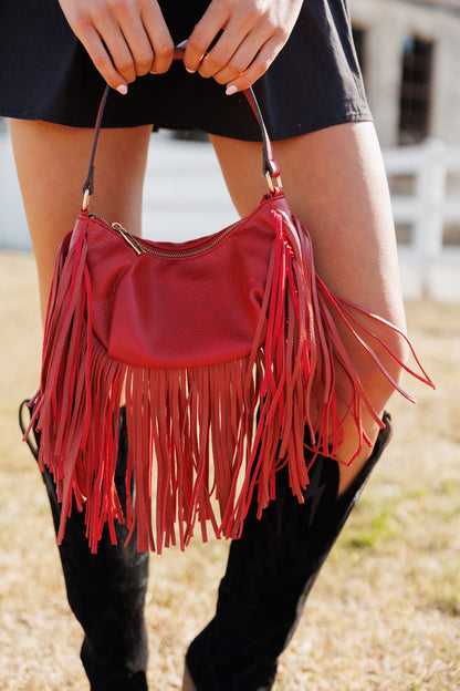 "Headliner" Fringe Purse in Red