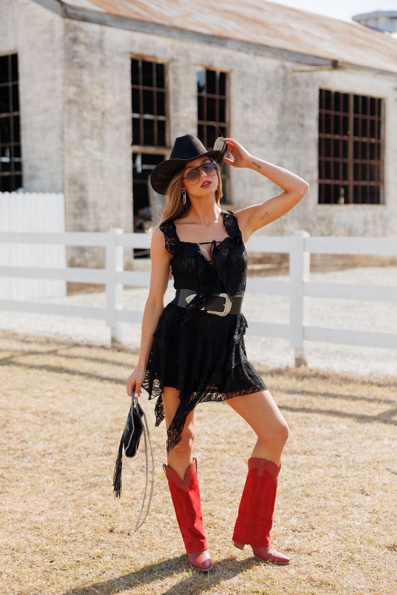 Cactus Club Lace Dress in Black