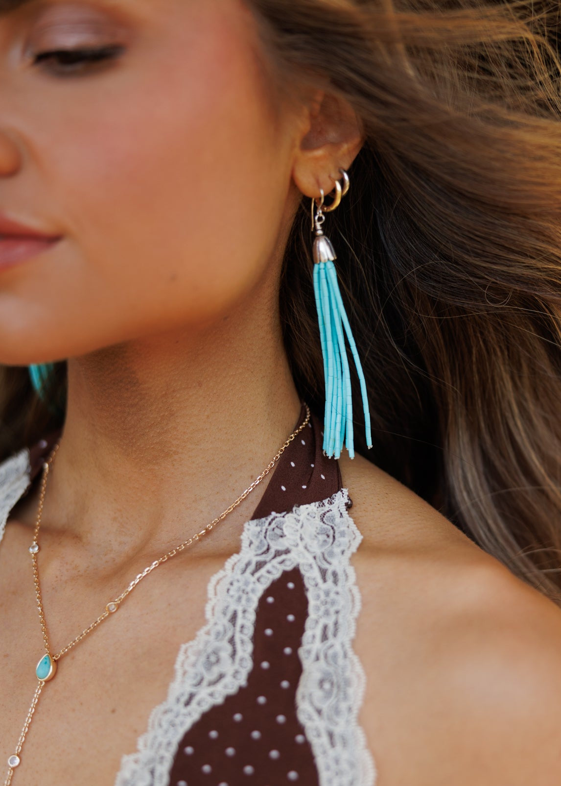 "Blair" Turquoise Tassel Earring