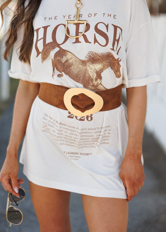 Nirvana Suede Statement Belt in Camel