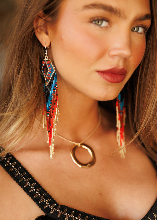 "Canyon" Beaded Fringe Earrings