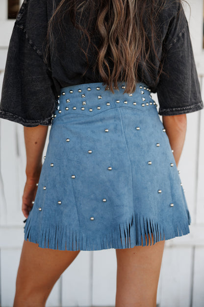 "Rodeo Icon" Fringe Chap Belt in Blue