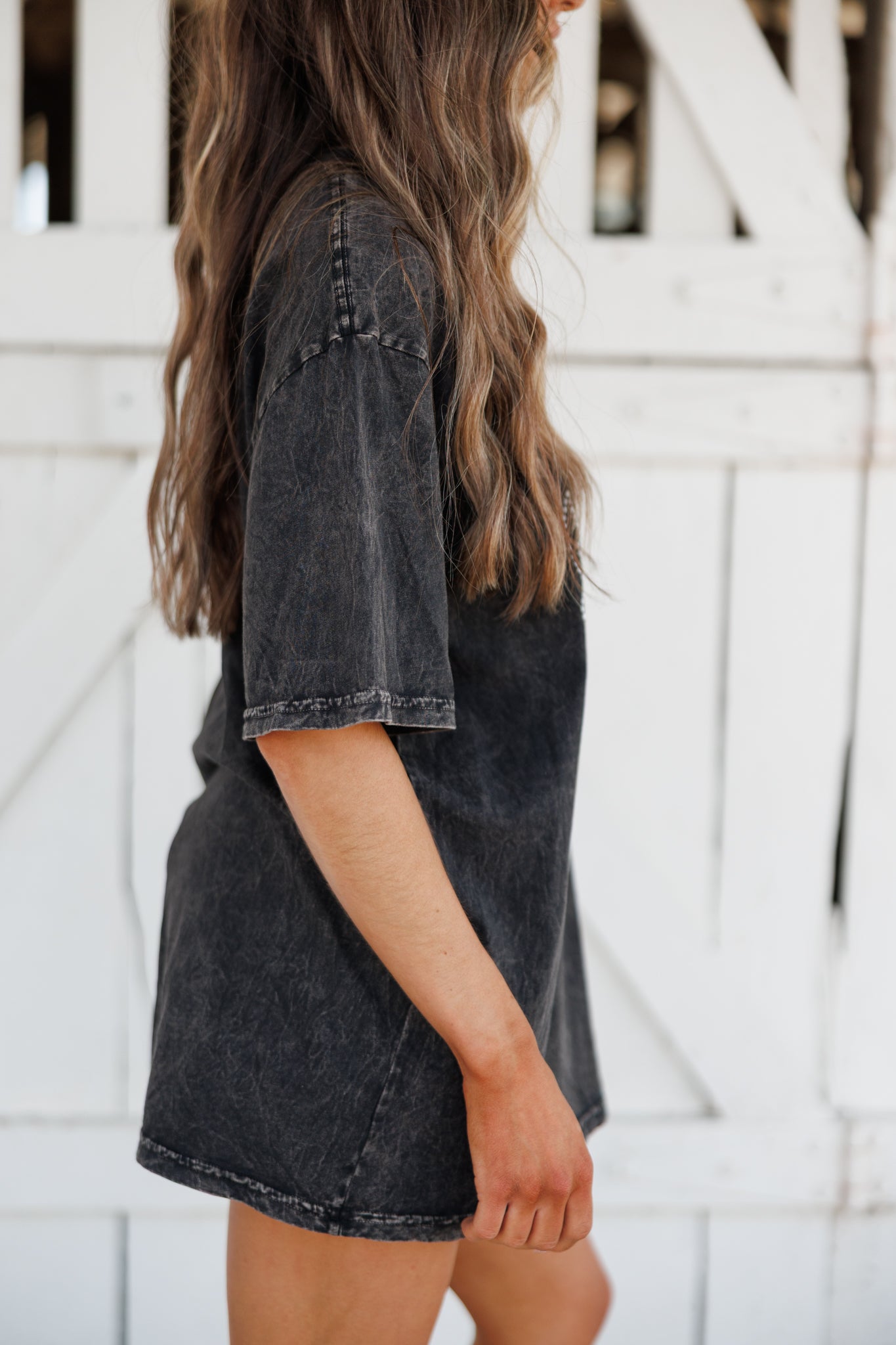 Boot Stitch Tee in Washed Black