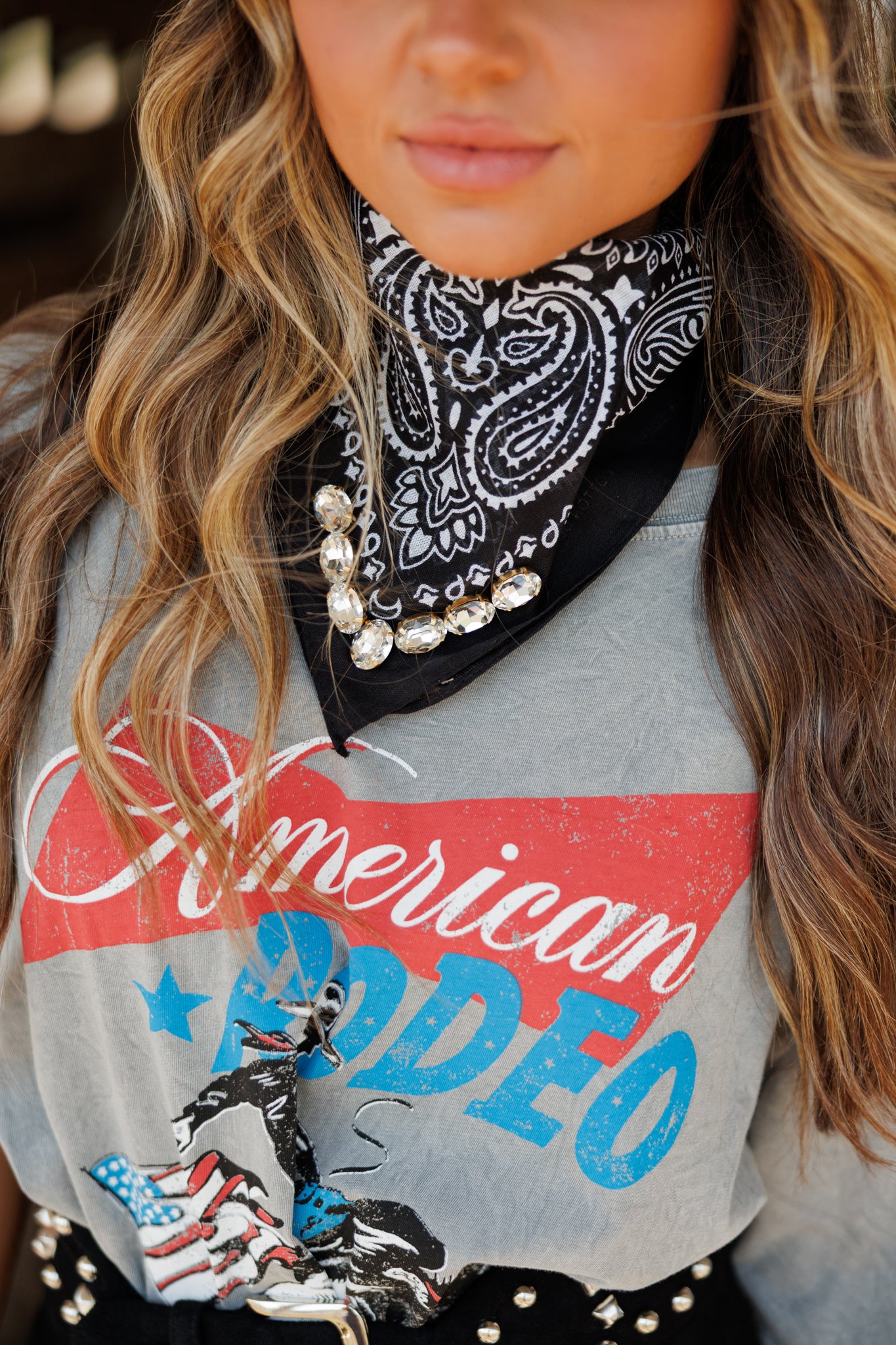 Luxe Rhinestone Bandana in Black