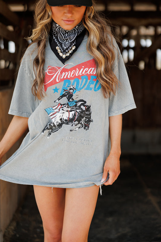 American Rodeo Tee in Mineral Grey