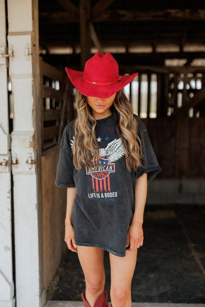 American Cowboy Tee in Washed Black