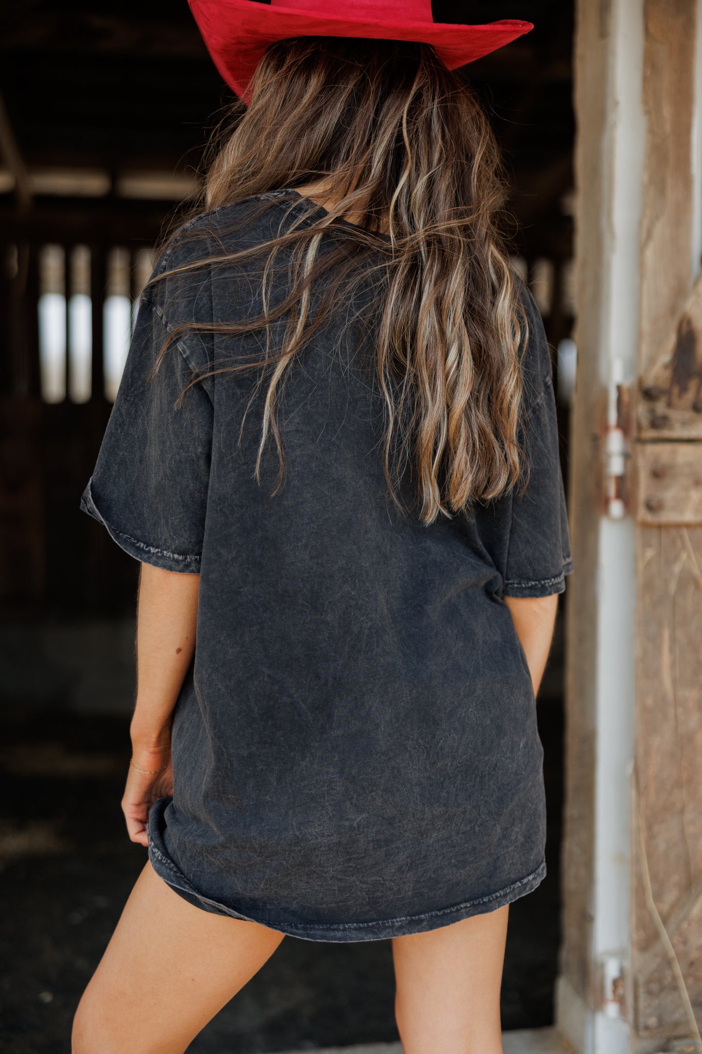 American Cowboy Tee in Washed Black
