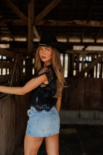 "Marren" Lace Top in Black